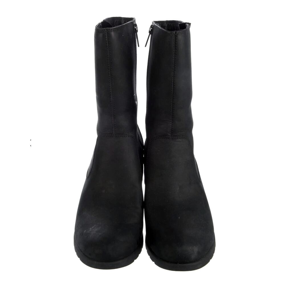 UGG Womans 9 Coraline Waterproof Leather $170 Wedge Boots Mid Calf Winter Black - Picture 2 of 4